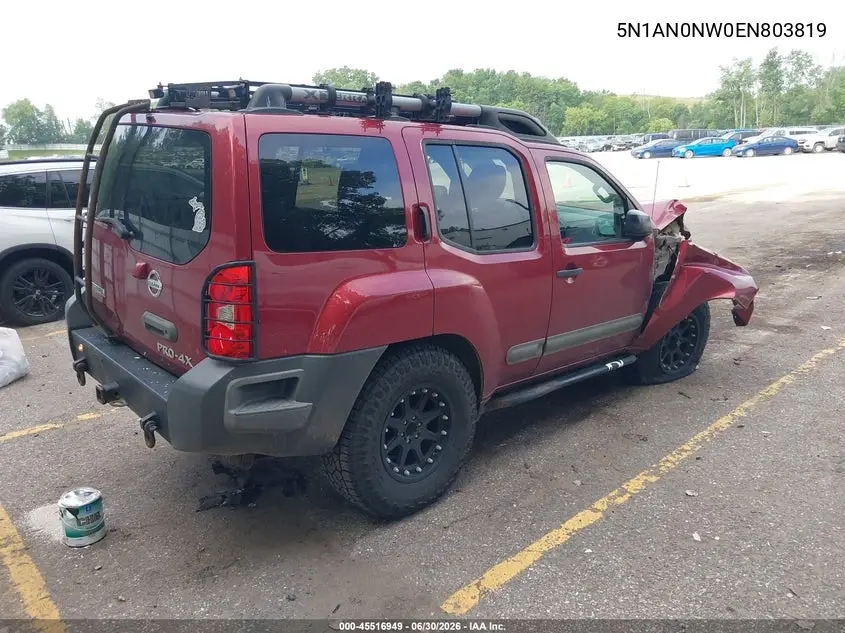 2014 Nissan Xterra Pro-4X VIN: 5N1AN0NW0EN803819 Lot: 45516949