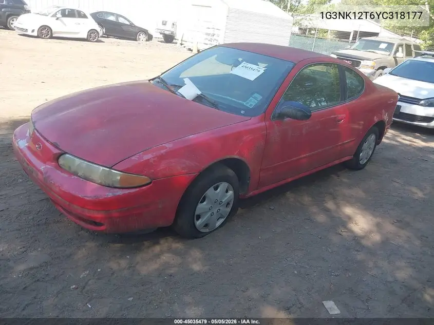 2000 Oldsmobile Alero Gx VIN: 1G3NK12T6YC318177 Lot: 45035479