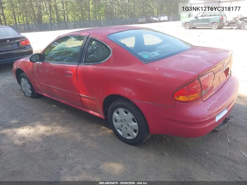 2000 Oldsmobile Alero Gx VIN: 1G3NK12T6YC318177 Lot: 45035479