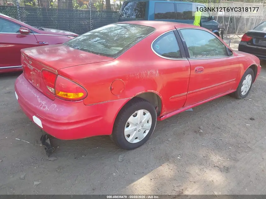 2000 Oldsmobile Alero Gx VIN: 1G3NK12T6YC318177 Lot: 45035479