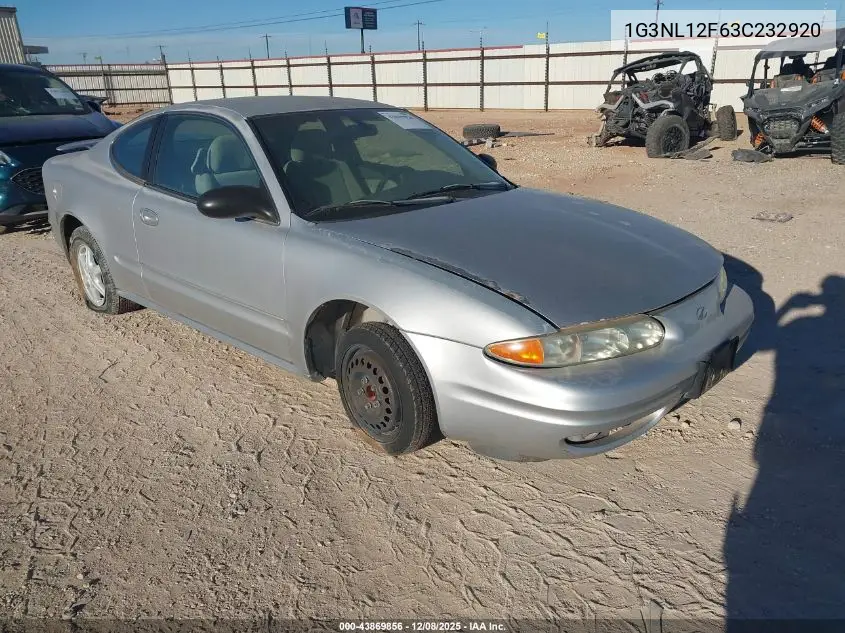 2003 Oldsmobile Alero Gl1 VIN: 1G3NL12F63C232920 Lot: 43869856