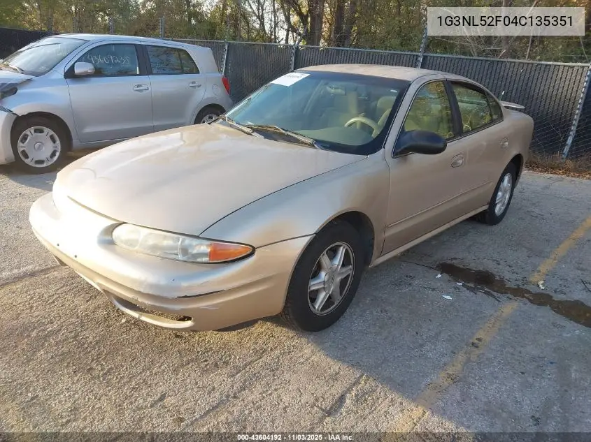 2004 Oldsmobile Alero Gl1 VIN: 1G3NL52F04C135351 Lot: 43604192