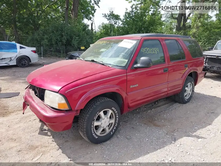 1998 Oldsmobile Bravada VIN: 1GHDT13W0W2716886 Lot: 45320284