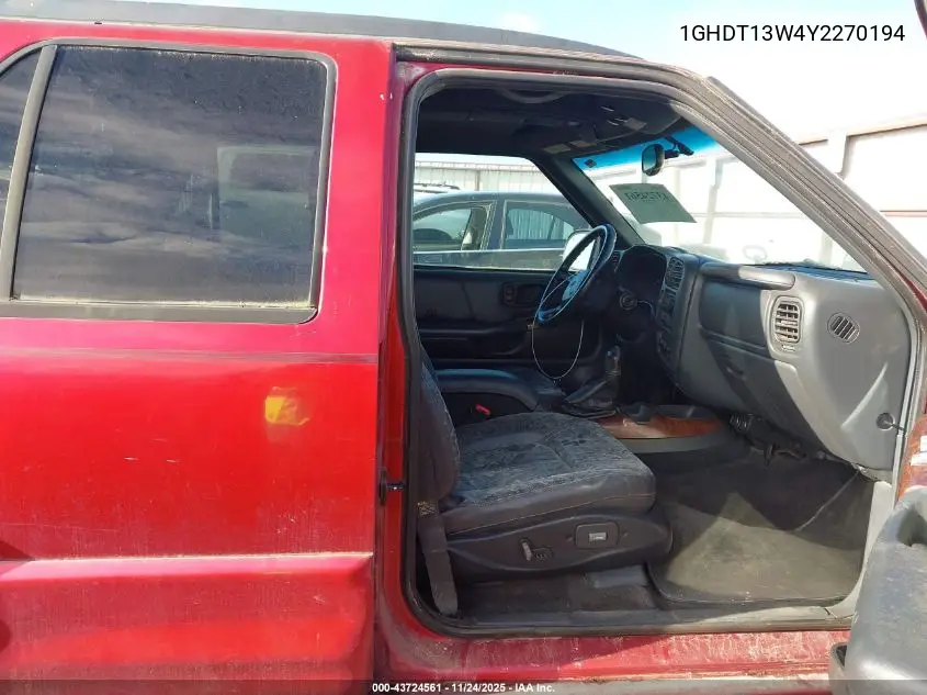 2000 Oldsmobile Bravada VIN: 1GHDT13W4Y2270194 Lot: 43724561