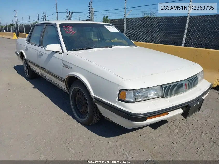 1989 Oldsmobile Cutlass Ciera Sl VIN: 2G3AM51N1K2360735 Lot: 45378268
