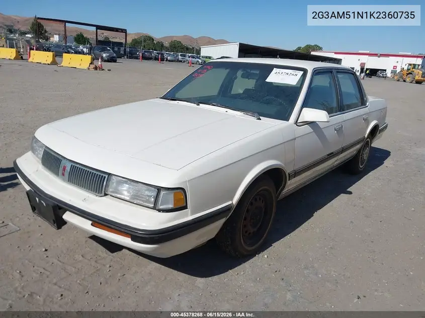 1989 Oldsmobile Cutlass Ciera Sl VIN: 2G3AM51N1K2360735 Lot: 45378268