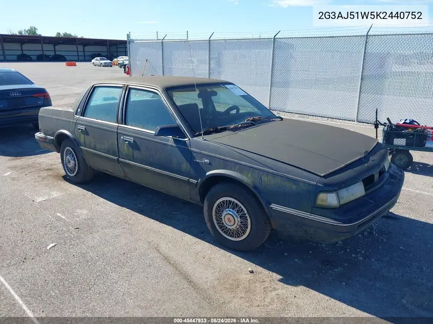 1989 Oldsmobile Cutlass Ciera VIN: 2G3AJ51W5K2440752 Lot: 45447933