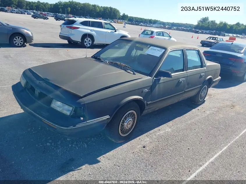 1989 Oldsmobile Cutlass Ciera VIN: 2G3AJ51W5K2440752 Lot: 45447933