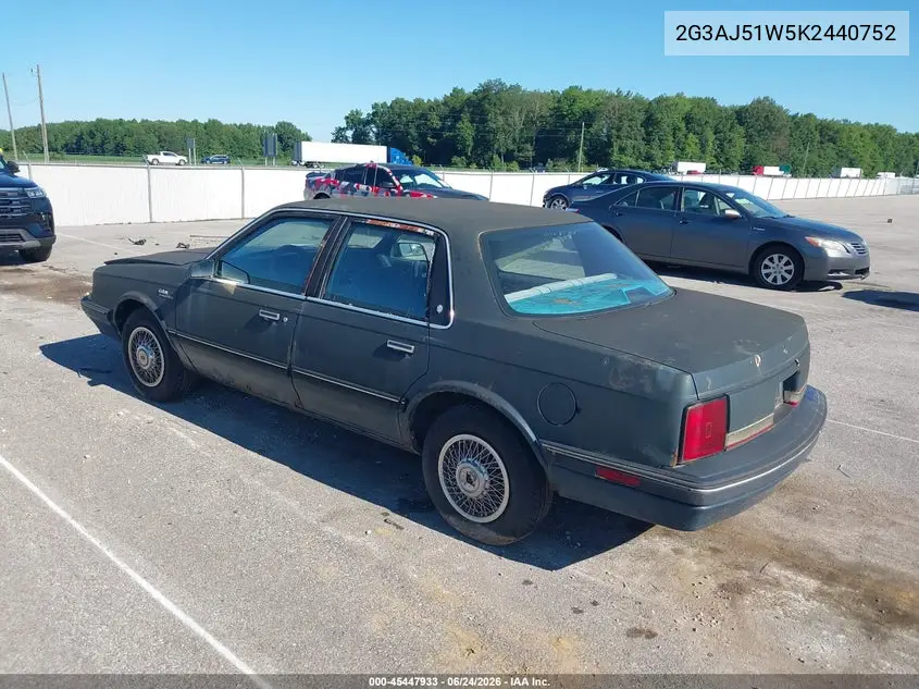 1989 Oldsmobile Cutlass Ciera VIN: 2G3AJ51W5K2440752 Lot: 45447933