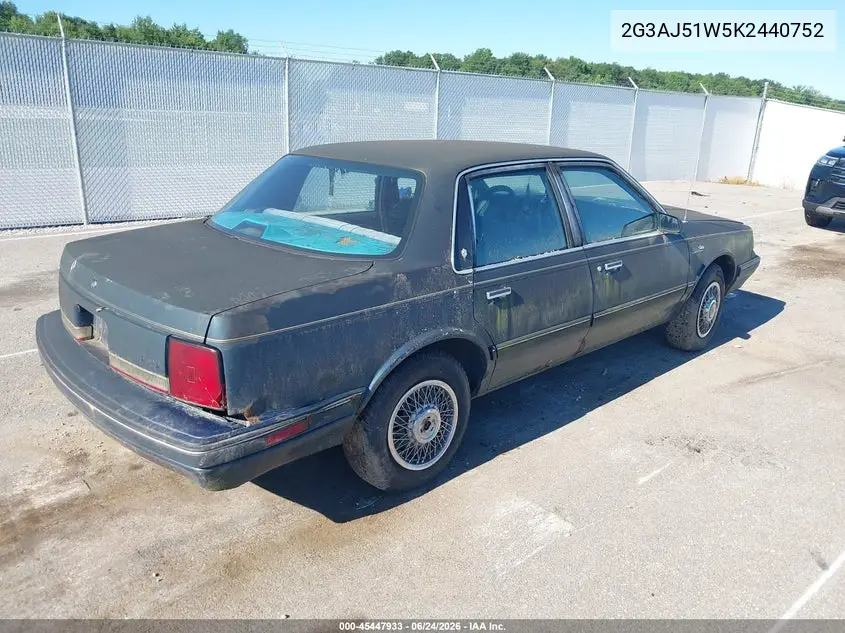 1989 Oldsmobile Cutlass Ciera VIN: 2G3AJ51W5K2440752 Lot: 45447933
