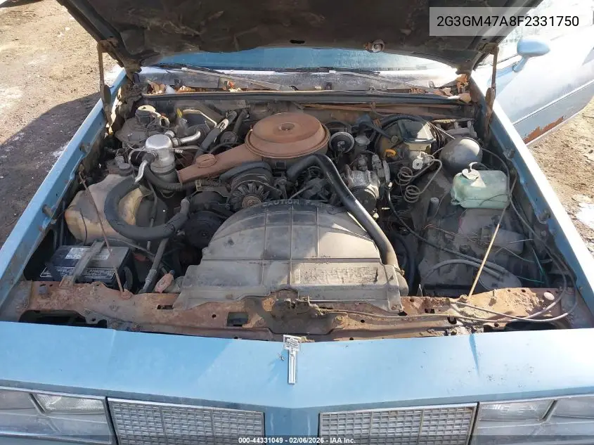 1985 Oldsmobile Cutlass Supreme Brougham VIN: 2G3GM47A8F2331750 Lot: 44331049