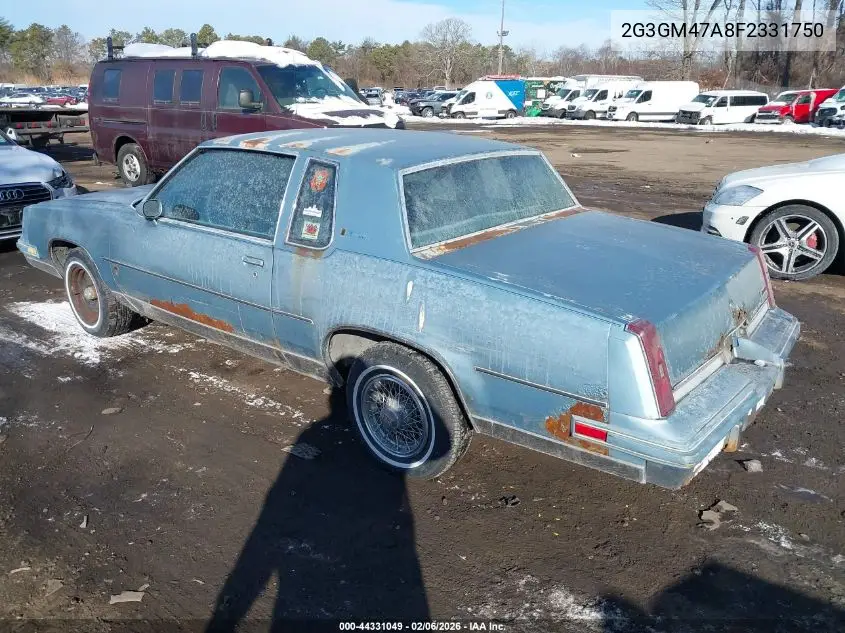 1985 Oldsmobile Cutlass Supreme Brougham VIN: 2G3GM47A8F2331750 Lot: 44331049