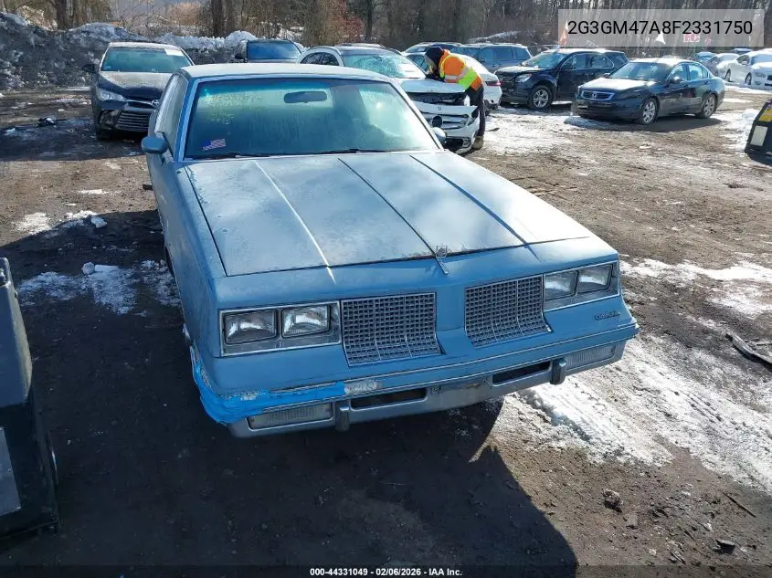 1985 Oldsmobile Cutlass Supreme Brougham VIN: 2G3GM47A8F2331750 Lot: 44331049