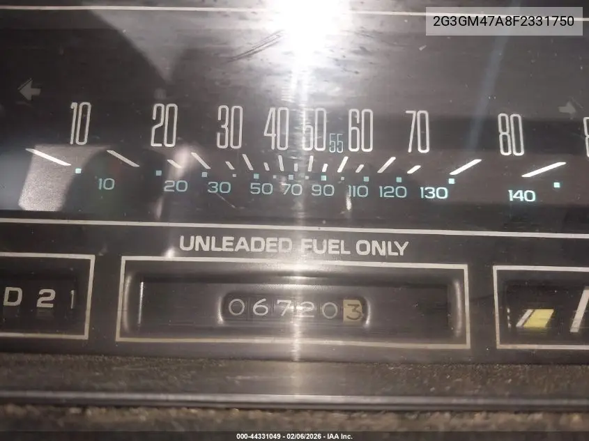 1985 Oldsmobile Cutlass Supreme Brougham VIN: 2G3GM47A8F2331750 Lot: 44331049