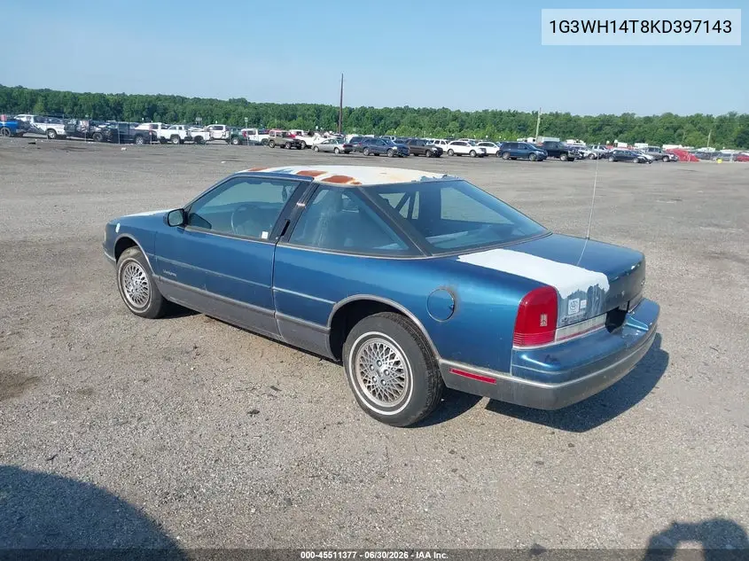 1989 Oldsmobile Cutlass Supreme VIN: 1G3WH14T8KD397143 Lot: 45511377