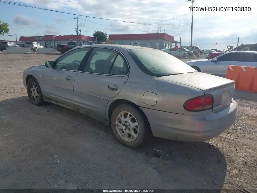 2000 Oldsmobile Intrigue Gx VIN: 1G3WH52H0YF193830 Lot: 42897658