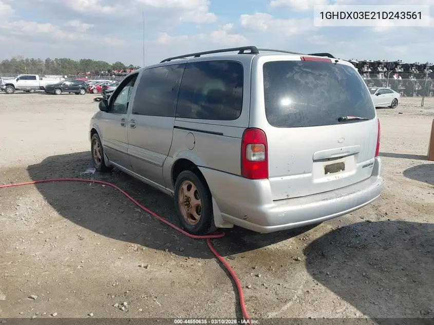 2001 Oldsmobile Silhouette Gls W/Abc Seats VIN: 1GHDX03E21D243561 Lot: 44550635