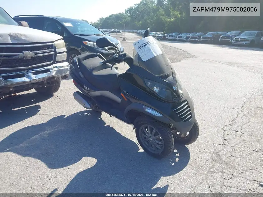 2007 Piaggio Mp3 VIN: ZAPM479M975002006 Lot: 45583374