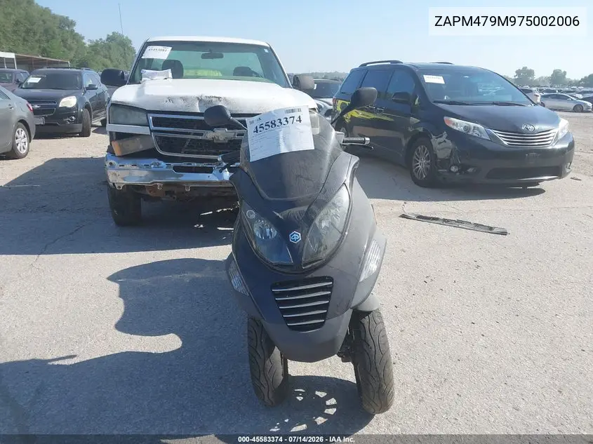 2007 Piaggio Mp3 VIN: ZAPM479M975002006 Lot: 45583374