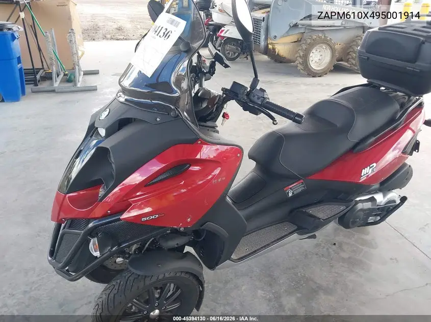 2009 Piaggio Mp3 500 VIN: ZAPM610X495001914 Lot: 45394130