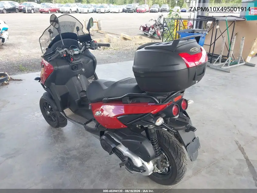 2009 Piaggio Mp3 500 VIN: ZAPM610X495001914 Lot: 45394130
