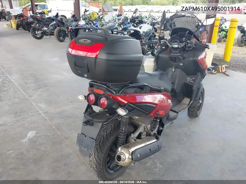 2009 Piaggio Mp3 500 VIN: ZAPM610X495001914 Lot: 45394130