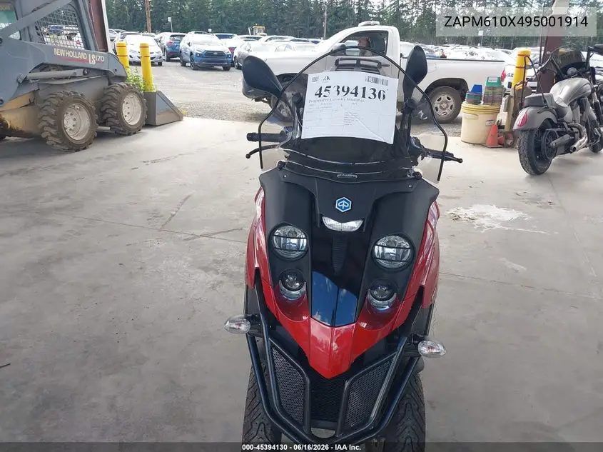 2009 Piaggio Mp3 500 VIN: ZAPM610X495001914 Lot: 45394130