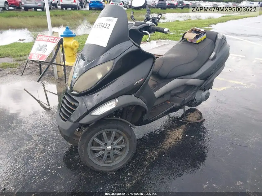 2009 Piaggio Mp3 250 VIN: ZAPM479MX95003622 Lot: 45558422
