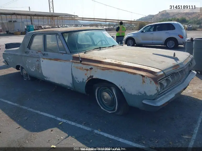 1964 Plymouth 2 Door Coupe VIN: 3145189111 Lot: 44224435