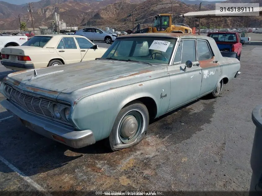 1964 Plymouth 2 Door Coupe VIN: 3145189111 Lot: 44224435