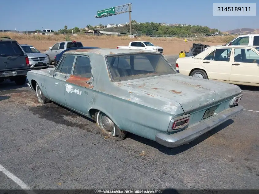 1964 Plymouth 2 Door Coupe VIN: 3145189111 Lot: 44224435