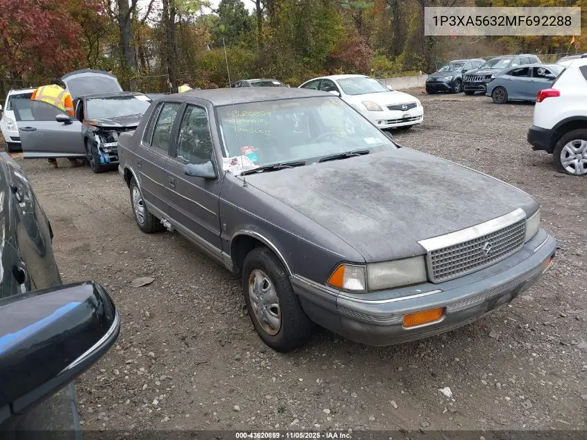 1991 Plymouth Acclaim Le VIN: 1P3XA5632MF692288 Lot: 43620859