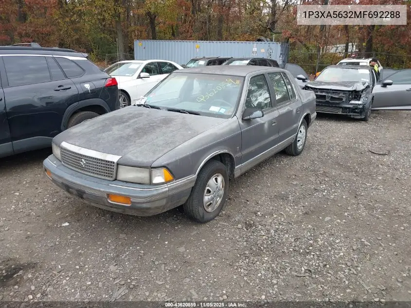 1991 Plymouth Acclaim Le VIN: 1P3XA5632MF692288 Lot: 43620859