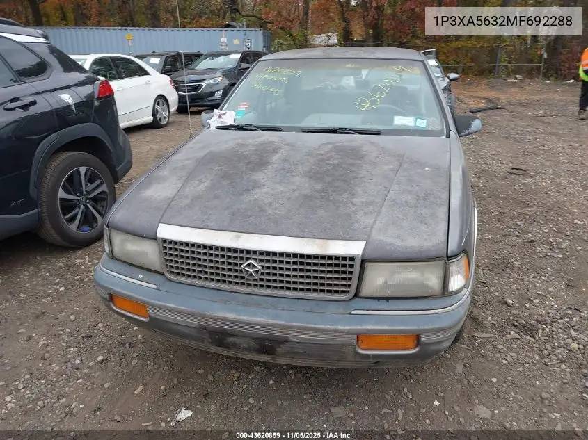 1991 Plymouth Acclaim Le VIN: 1P3XA5632MF692288 Lot: 43620859