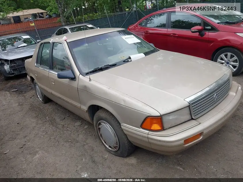 1992 Plymouth Acclaim VIN: 1P3XA46K9NF182443 Lot: 45594230
