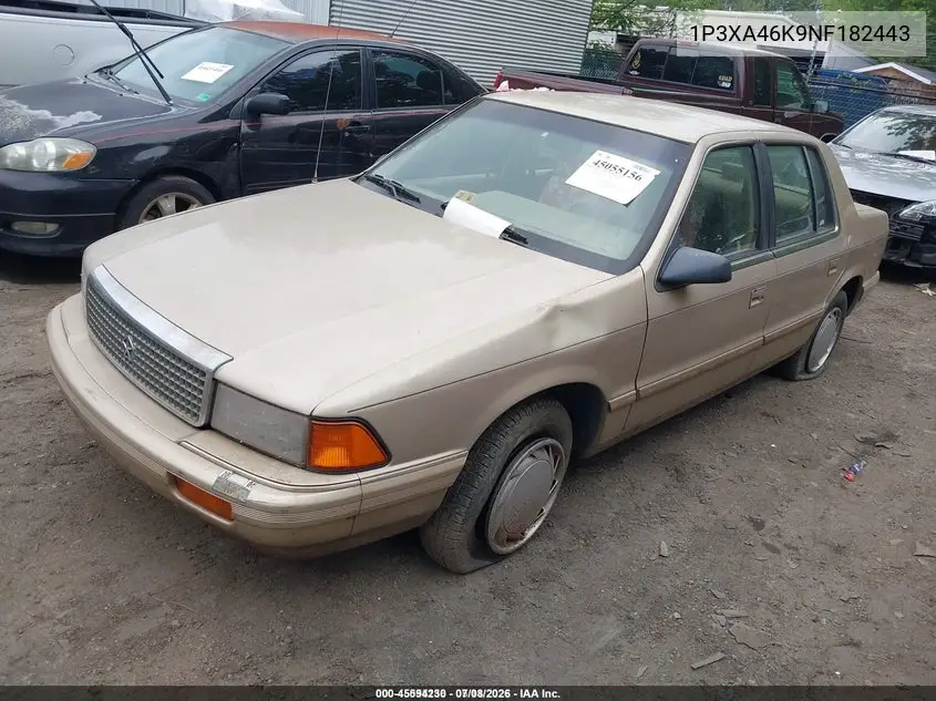 1992 Plymouth Acclaim VIN: 1P3XA46K9NF182443 Lot: 45594230