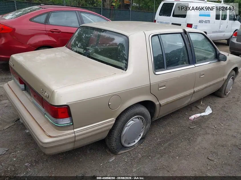1992 Plymouth Acclaim VIN: 1P3XA46K9NF182443 Lot: 45594230