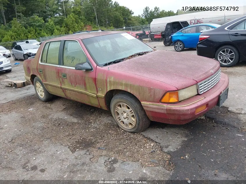 1995 Plymouth Acclaim VIN: 1P3AA4638SF574792 Lot: 45608532