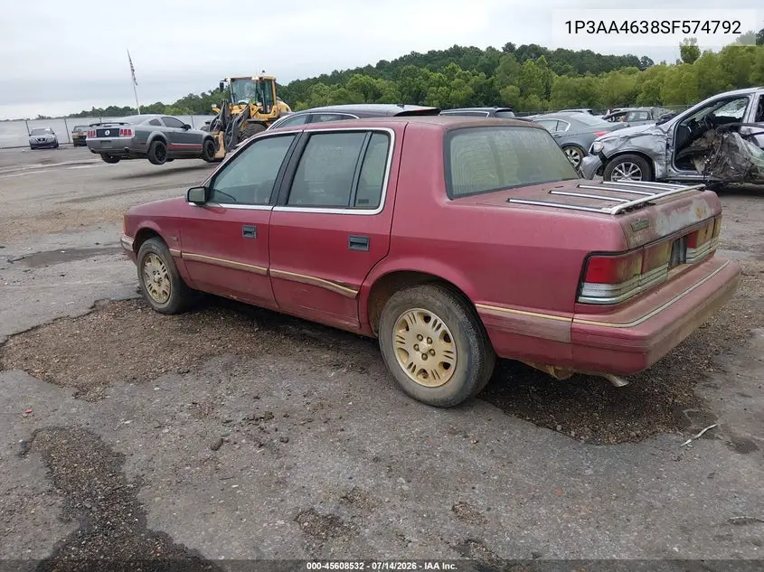 1995 Plymouth Acclaim VIN: 1P3AA4638SF574792 Lot: 45608532