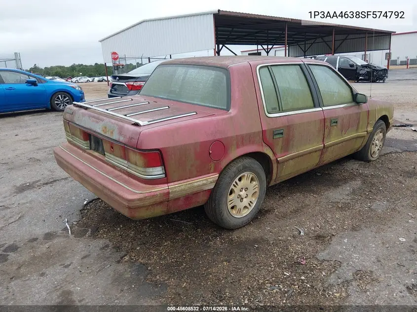 1995 Plymouth Acclaim VIN: 1P3AA4638SF574792 Lot: 45608532