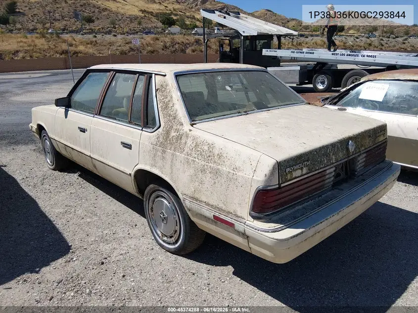 1986 Plymouth Caravelle VIN: 1P3BJ36K0GC293844 Lot: 45374288