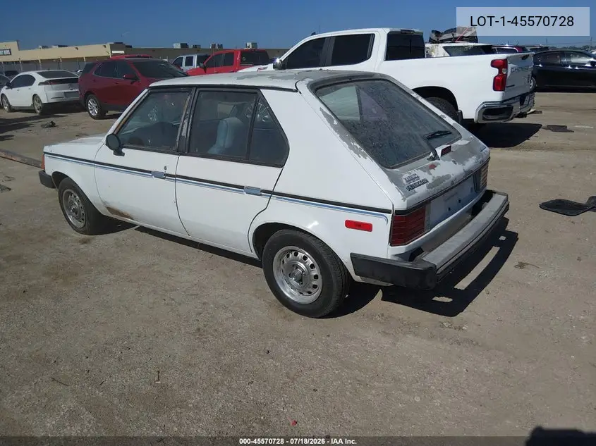 1988 Plymouth Horizon Expo VIN: 1P3BM18D8JY217714 Lot: 45570728