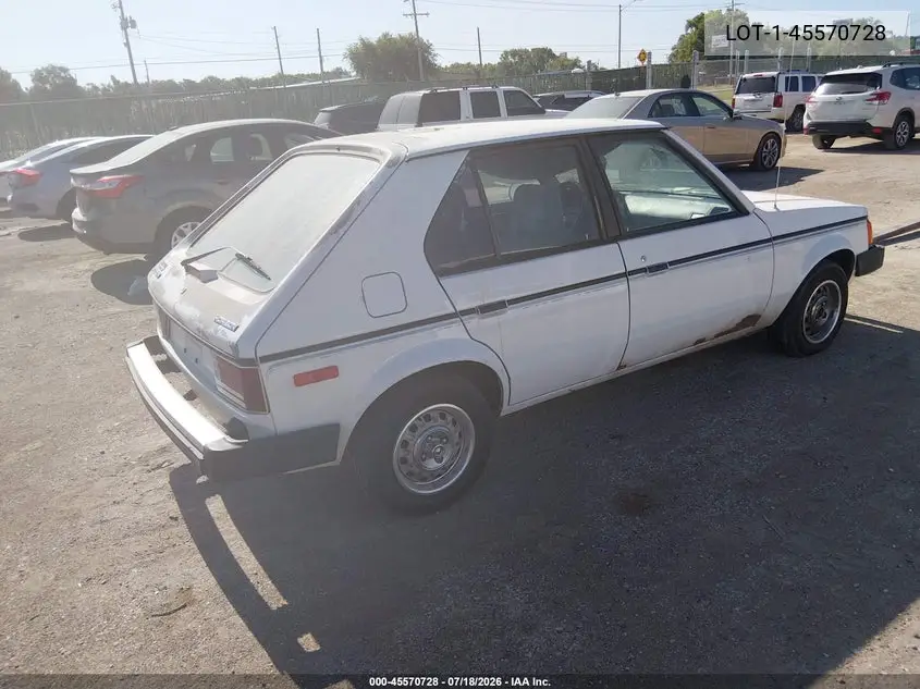 1988 Plymouth Horizon Expo VIN: 1P3BM18D8JY217714 Lot: 45570728