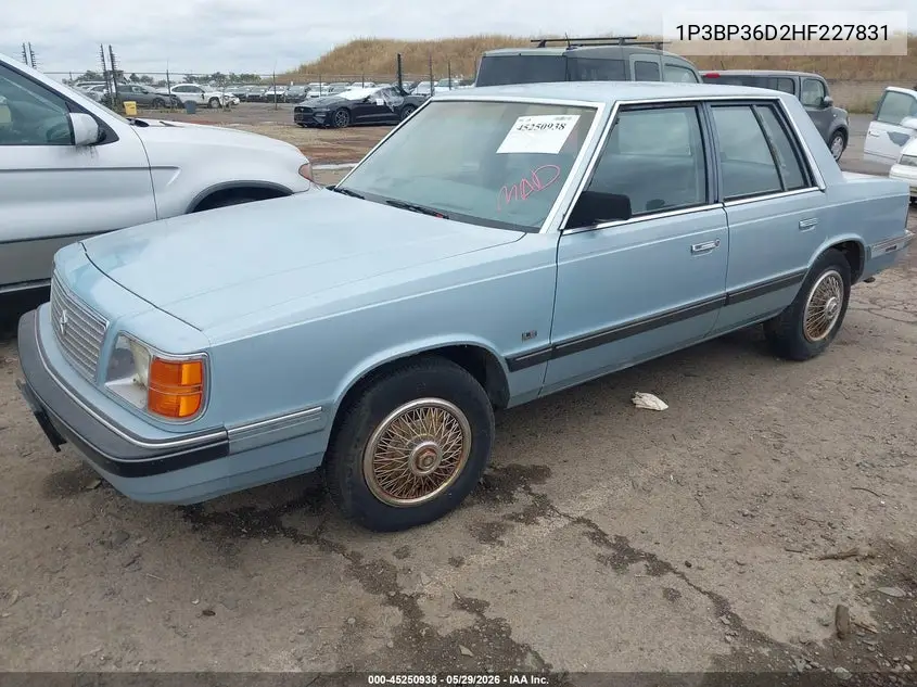 1987 Plymouth Reliant Le VIN: 1P3BP36D2HF227831 Lot: 45250938