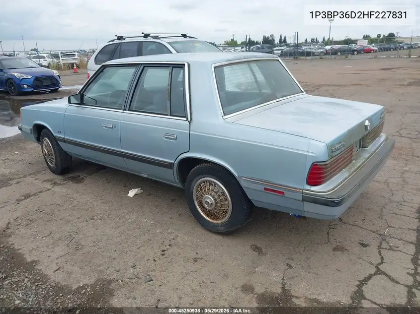 1987 Plymouth Reliant Le VIN: 1P3BP36D2HF227831 Lot: 45250938