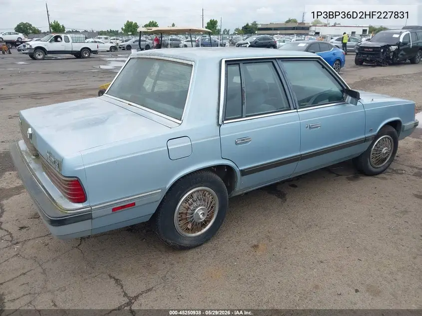 1987 Plymouth Reliant Le VIN: 1P3BP36D2HF227831 Lot: 45250938