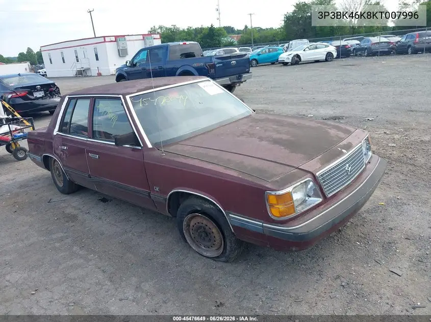 1989 Plymouth Reliant Le VIN: 3P3BK46K8KT007996 Lot: 45476649