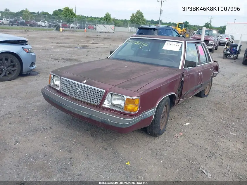1989 Plymouth Reliant Le VIN: 3P3BK46K8KT007996 Lot: 45476649