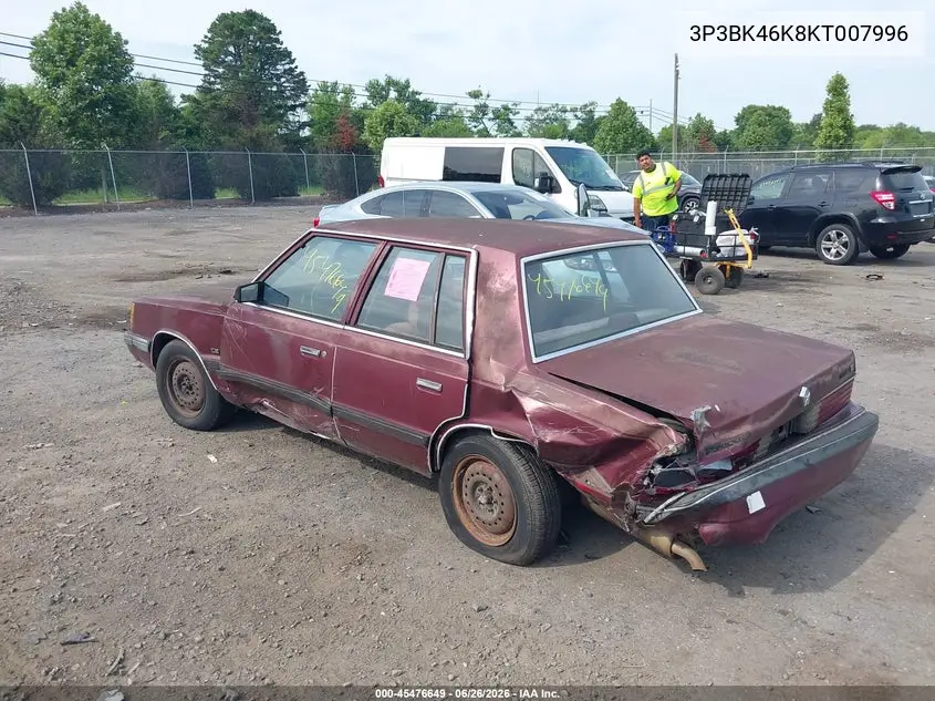 1989 Plymouth Reliant Le VIN: 3P3BK46K8KT007996 Lot: 45476649