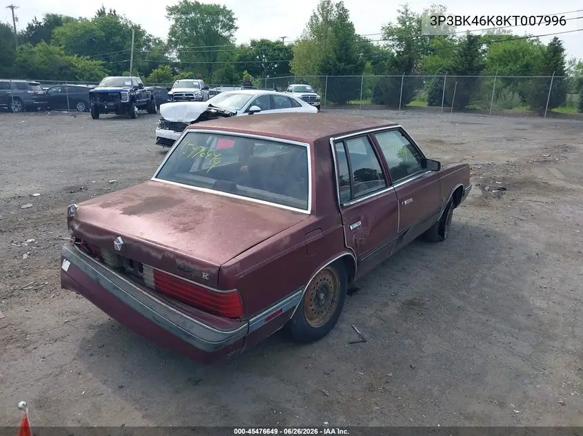 1989 Plymouth Reliant Le VIN: 3P3BK46K8KT007996 Lot: 45476649
